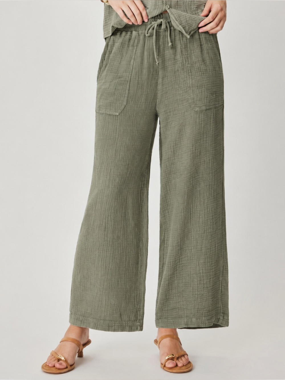 Universal Thread Ava Cotton Gauze Pants in Sage Green